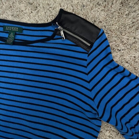 Lauren Ralph Lauren Women’s Striped Blue Black Size 1X Plus Lightweight Sweater - Picture 8 of 9